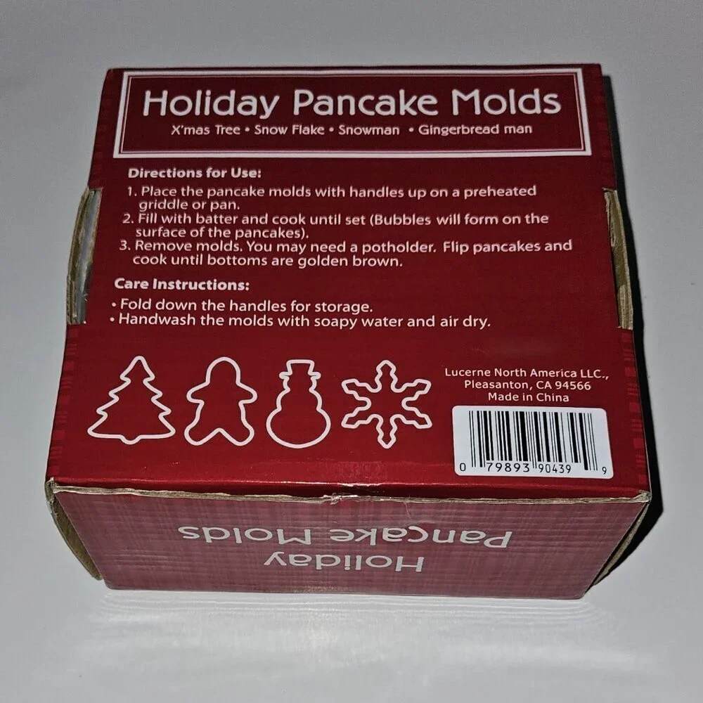 4 Holiday Pancake Molds Christmas Tree Snowflake Snowman Gingerbread NEVER USED